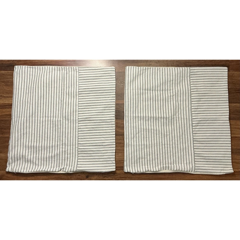 Decorative Farmhouse Pillow Shams Vertical TIcking Stripes 24in X 24in